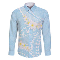 Polynesian Vintage Floral Family Matching Long Sleeve Bodycon Dress and Hawaiian Shirt Azure Motifs - Polynesian Pride