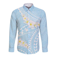 Polynesian Vintage Floral Long Sleeve Button Shirt Azure Motifs - Polynesian Pride