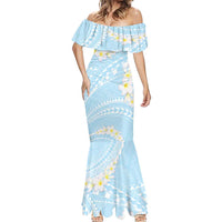 Polynesian Vintage Floral Mermaid Dress Azure Motifs - Polynesian Pride