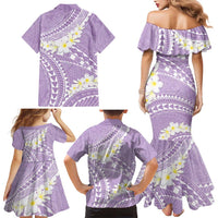 Polynesian Vintage Floral Family Matching Mermaid Dress and Hawaiian Shirt Lavender Motifs - Polynesian Pride