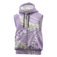 Polynesian Vintage Floral Sleeveless Zip Hoodie Lavender Motifs - Polynesian Pride
