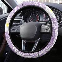 Polynesian Vintage Floral Steering Wheel Cover Lavender Motifs - Polynesian Pride