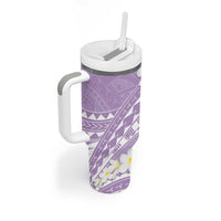 Polynesian Vintage Floral Tumbler With Handle Lavender Motifs - Polynesian Pride