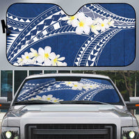 Polynesian Vintage Floral Auto Sun Shade Navy Blue Motifs - Polynesian Pride
