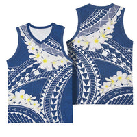 Polynesian Vintage Floral Basketball Jersey Navy Blue Motifs - Polynesian Pride
