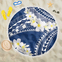 Polynesian Vintage Floral Beach Blanket Navy Blue Motifs - Polynesian Pride