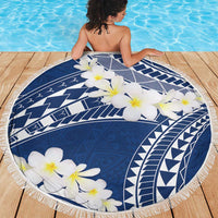 Polynesian Vintage Floral Beach Blanket Navy Blue Motifs - Polynesian Pride