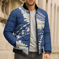 Polynesian Vintage Floral Bomber Puffer Jacket Navy Blue Motifs - Polynesian Pride