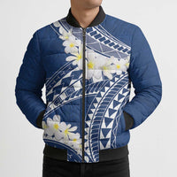 Polynesian Vintage Floral Bomber Puffer Jacket Navy Blue Motifs - Polynesian Pride