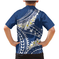 Polynesian Vintage Floral Family Matching Mermaid Dress and Hawaiian Shirt Navy Blue Motifs - Polynesian Pride