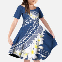 Polynesian Vintage Floral Family Matching Mermaid Dress and Hawaiian Shirt Navy Blue Motifs - Polynesian Pride