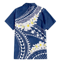 Polynesian Vintage Floral Family Matching Mermaid Dress and Hawaiian Shirt Navy Blue Motifs - Polynesian Pride