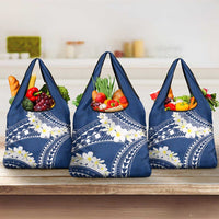 Polynesian Vintage Floral Grocery Bag Navy Blue Motifs - Polynesian Pride