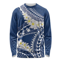 Polynesian Vintage Floral Long Sleeve Shirt Navy Blue Motifs LT7 Unisex Navy Blue - Polynesian Pride