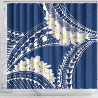 Polynesian Vintage Floral Shower Curtain Navy Blue Motifs - Polynesian Pride
