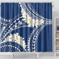 Polynesian Vintage Floral Shower Curtain Navy Blue Motifs - Polynesian Pride