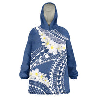 Polynesian Vintage Floral Wearable Blanket Hoodie Navy Blue Motifs - Polynesian Pride