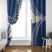 Polynesian Vintage Floral Window Curtain Navy Blue Motifs - Polynesian Pride