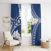 Polynesian Vintage Floral Window Curtain Navy Blue Motifs - Polynesian Pride