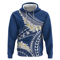 Polynesian Vintage Floral Zip Hoodie Navy Blue Motifs - Polynesian Pride