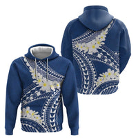 Polynesian Vintage Floral Zip Hoodie Navy Blue Motifs - Polynesian Pride