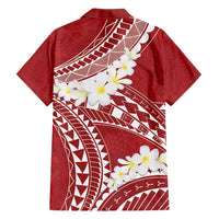 Polynesian Vintage Floral Family Matching Long Sleeve Bodycon Dress and Hawaiian Shirt Scarlet Motifs - Polynesian Pride