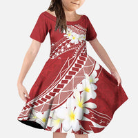 Polynesian Vintage Floral Family Matching Short Sleeve Bodycon Dress and Hawaiian Shirt Scarlet Motifs - Polynesian Pride