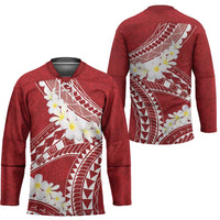 Polynesian Vintage Floral Hockey Jersey Scarlet Motifs LT7 - Polynesian Pride