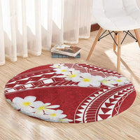 Polynesian Vintage Floral Round Carpet Scarlet Motifs - Polynesian Pride