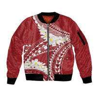 Polynesian Vintage Floral Sleeve Zip Bomber Jacket Scarlet Motifs - Polynesian Pride