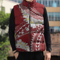 Polynesian Vintage Floral Sleeveless Puffer Jacket Scarlet Motifs - Polynesian Pride