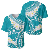 Polynesian Vintage Floral Baseball Jersey Teal Motifs - Polynesian Pride