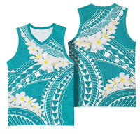 Polynesian Vintage Floral Basketball Jersey Teal Motifs - Polynesian Pride
