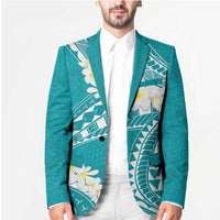 Polynesian Vintage Floral Blazer Teal Motifs - Polynesian Pride