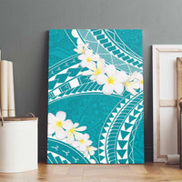 Polynesian Vintage Floral Canvas Wall Art Teal Motifs - Polynesian Pride