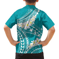 Polynesian Vintage Floral Family Matching Long Sleeve Bodycon Dress and Hawaiian Shirt Teal Motifs - Polynesian Pride