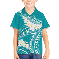 Polynesian Vintage Floral Family Matching Short Sleeve Bodycon Dress and Hawaiian Shirt Teal Motifs - Polynesian Pride