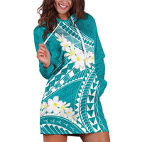 Polynesian Vintage Floral Hoodie Dress Teal Motifs - Polynesian Pride