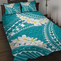 Polynesian Vintage Floral Quilt Bed Set Teal Motifs - Polynesian Pride