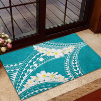 Polynesian Vintage Floral Rubber Doormat Teal Motifs - Polynesian Pride