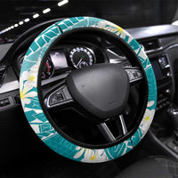 Polynesian Vintage Floral Steering Wheel Cover Teal Motifs - Polynesian Pride