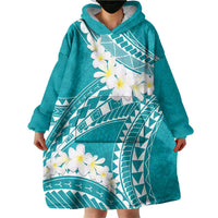 Polynesian Vintage Floral Wearable Blanket Hoodie Teal Motifs - Polynesian Pride