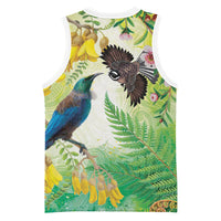 New Zealand Maori Mahuru Basketball Jersey Tui With Pikawakawa Spring Colors LT7 - Polynesian Pride