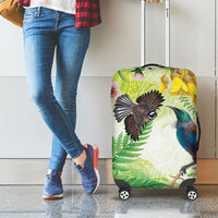 New Zealand Maori Mahuru Luggage Cover Tui With Pikawakawa Spring Colors LT7 - Polynesian Pride