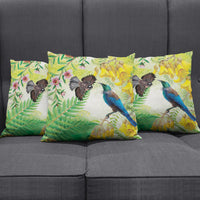 New Zealand Maori Mahuru Pillow Cover Tui With Pikawakawa Spring Colors LT7 - Polynesian Pride