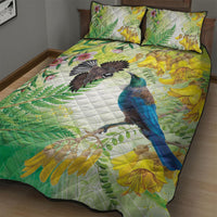 New Zealand Maori Mahuru Quilt Bed Set Tui With Pikawakawa Spring Colors LT7 - Polynesian Pride