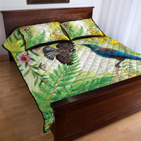 New Zealand Maori Mahuru Quilt Bed Set Tui With Pikawakawa Spring Colors LT7 - Polynesian Pride