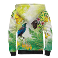 New Zealand Maori Mahuru Sherpa Hoodie Tui With Pikawakawa Spring Colors LT7 - Polynesian Pride
