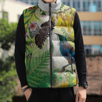 New Zealand Maori Mahuru Sleeveless Puffer Jacket Tui With Pikawakawa Spring Colors LT7 - Polynesian Pride