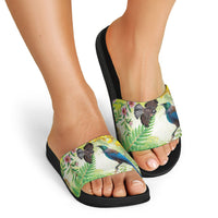 New Zealand Maori Mahuru Slide Sandals Tui With Pikawakawa Spring Colors LT7 - Polynesian Pride